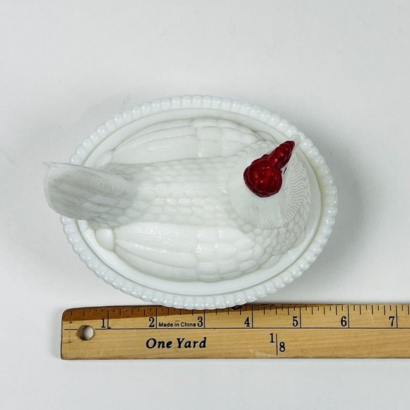 Vintage Westmoreland Hen On Nest Covered White Milk Glass Dish - Picture 11 of 11